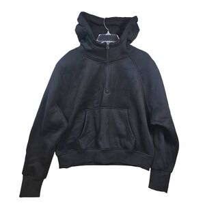Jules & James Black Funnel Neck 1/4 Zip Heavyweight Hoodie Sweatshirt Large Boxy